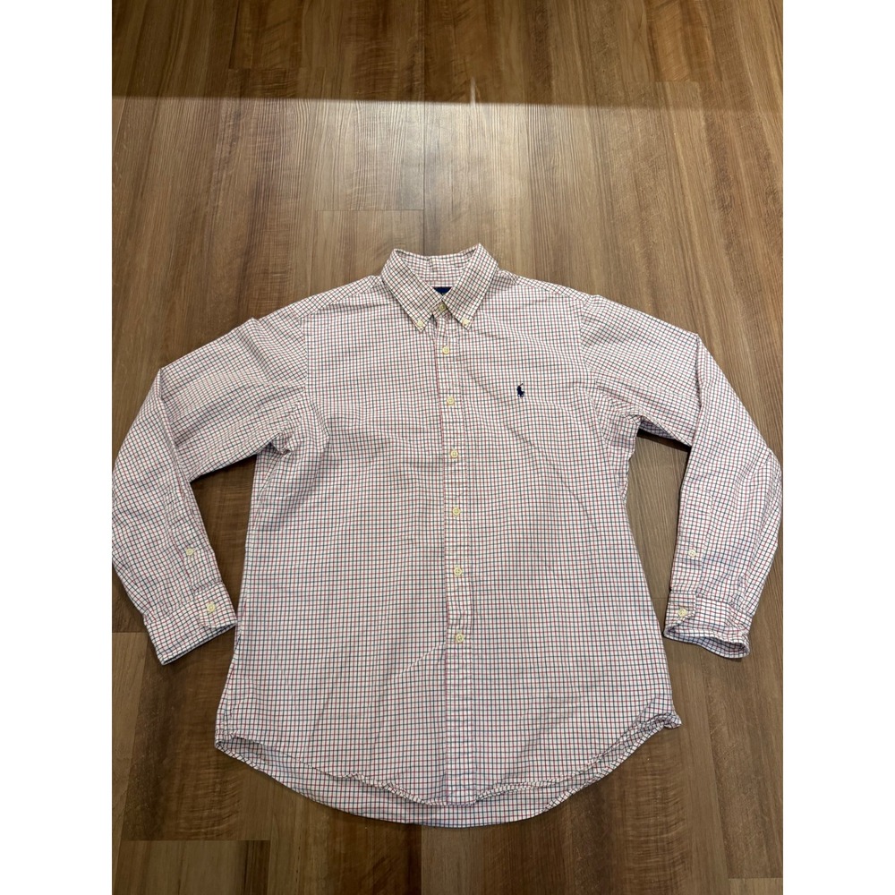 Ralph Lauren Button Down Shirt Mens L Multi Color Tattersall Custom Fit Cotton